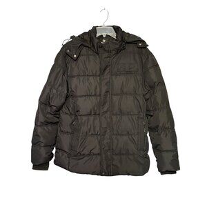 Wantdo Men's Black Puffer Jacket Detachable Hood Size L Insulated Warm Outerwear